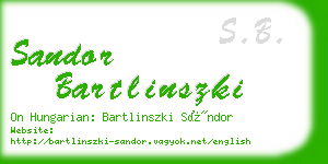 sandor bartlinszki business card